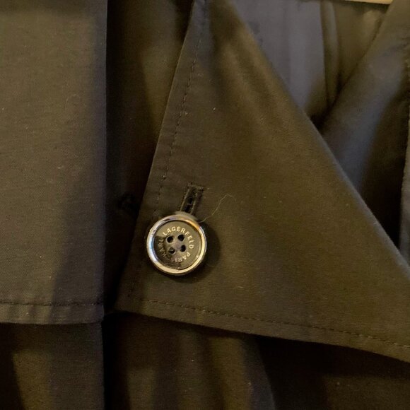 Karl Lagerfeld Paris Black Trench Coat Woman's Size S - Picture 4 of 12